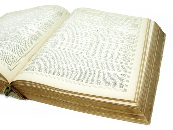 Detail velké vinobraní otevřené Bibli, samostatný — Stock fotografie