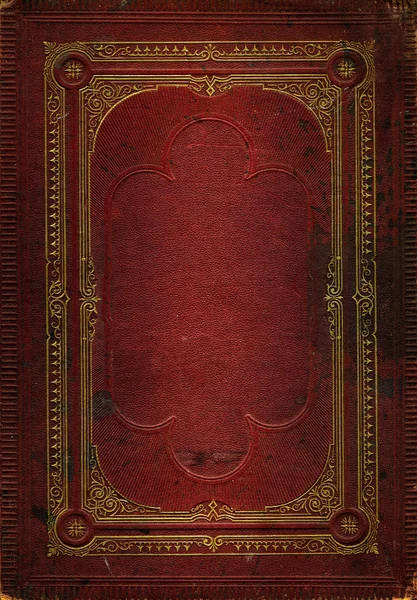 Oude rode leder texture met gouden decora — Stockfoto