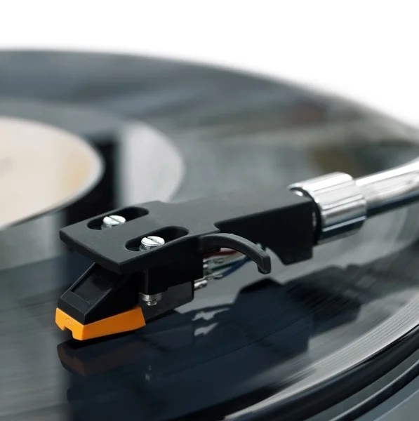 Vinyl lemezjátszó stylus közelről deta — Stock Fotó