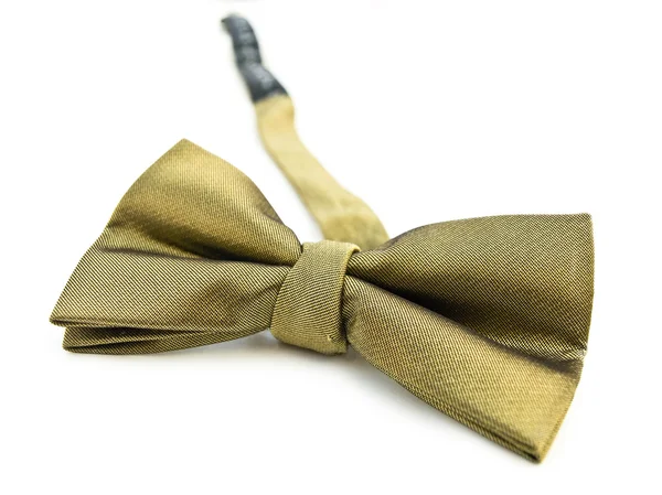 Золота краватка з бантом ізольована на білому — стокове фото