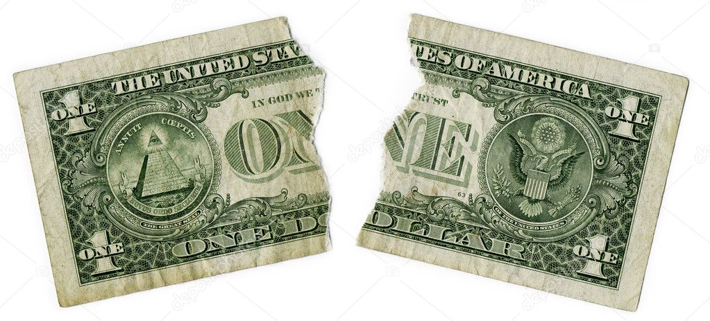 Ripped dollar bill