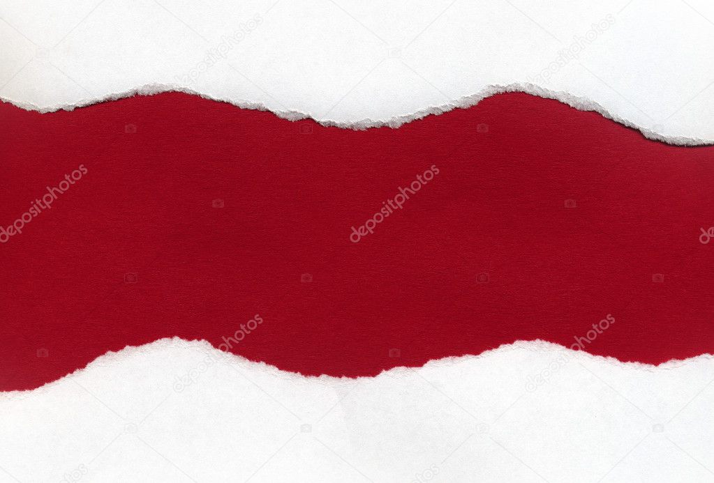 White Torn Paper Revealing a Red Backgro