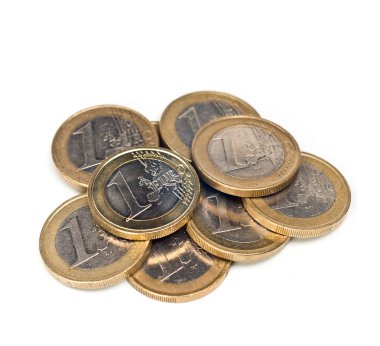 beyaz izole euro coins