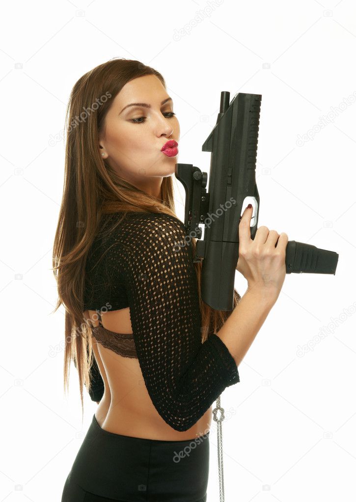 The girl with an automatic pistol