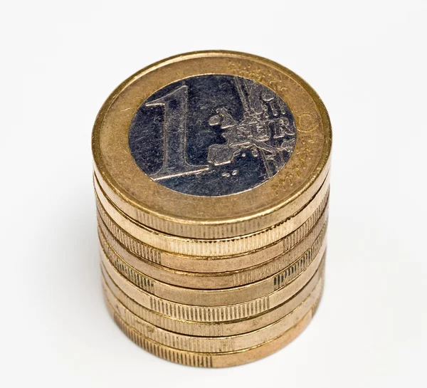 Euromunten geïsoleerd op wit — Stockfoto