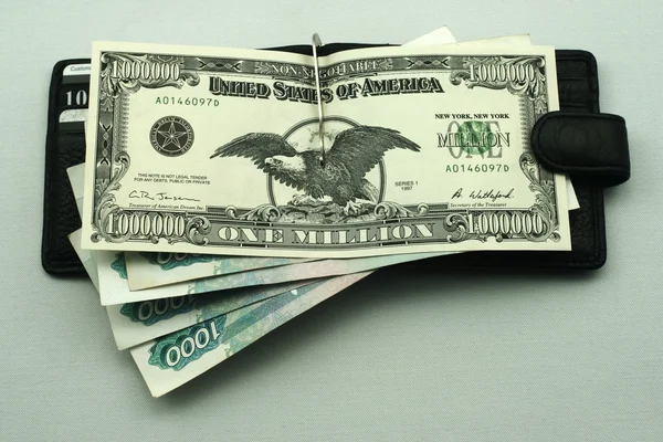 Un millón de dólares en una billetera — Foto de Stock