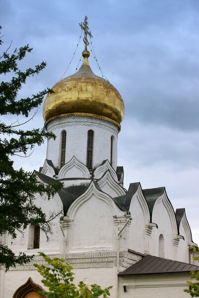 The ancient monastery in Russia, is photographed in the summer.