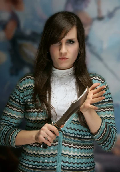The young girl with a dagger — Stock Photo, Image
