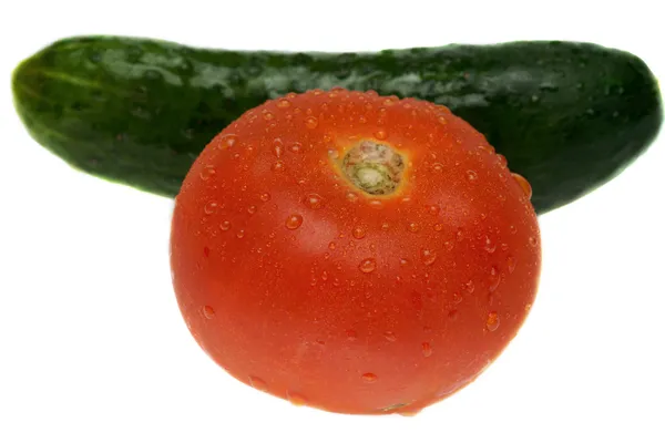 Komkommer en tomaten — Stockfoto