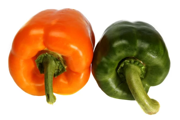 Orange och grön paprika — Stockfoto