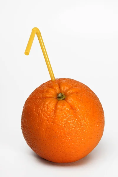 オレンジとストロー — ストック写真