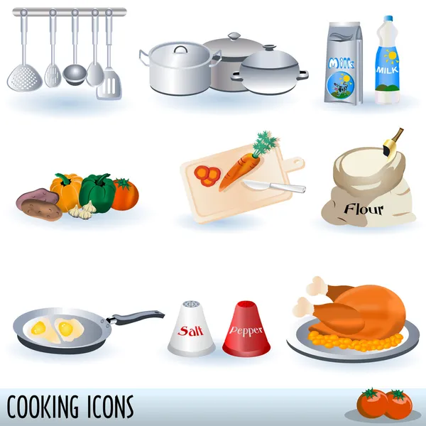Matlagning ikoner set — Stock vektor
