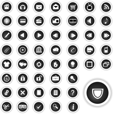 Black button set clipart