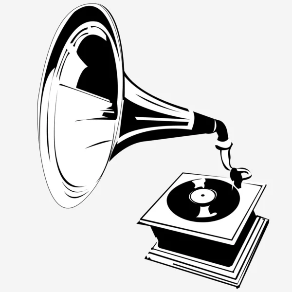 And old gramophone — Stock Vector