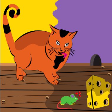 Cat and mouse clipart