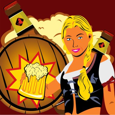 Girl with a beer. clipart