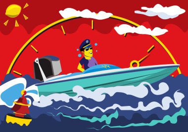 Speed motor boat clipart