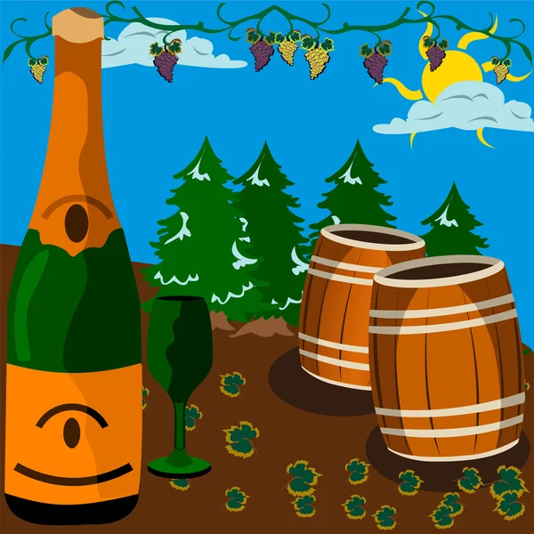 Paysage viticole — Image vectorielle