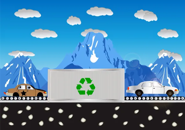 Recycling van auto 's — Stockvector