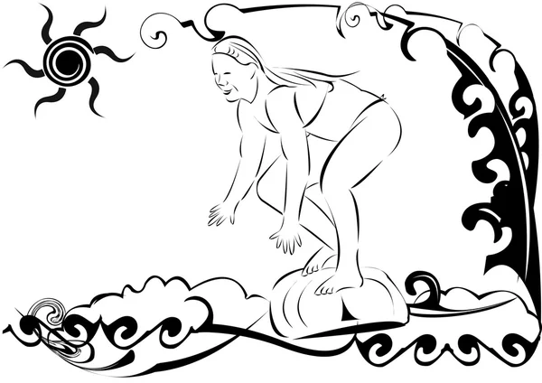 Девушка-серфер — стоковый вектор