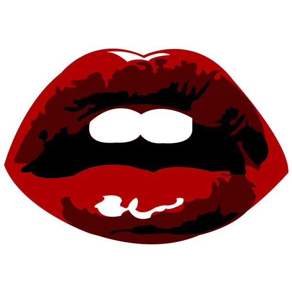 Illustrated hot red lips — Stock Vector