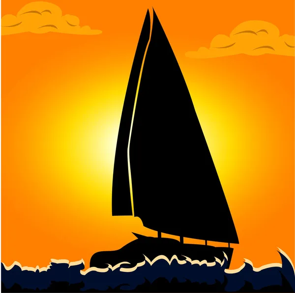 Silhouette de voilier — Image vectorielle