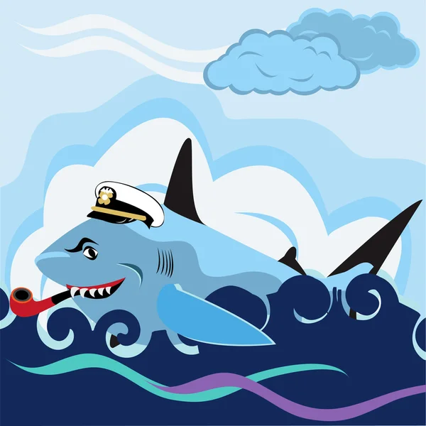 Tiburón en mar abierto. — Archivo Imágenes Vectoriales