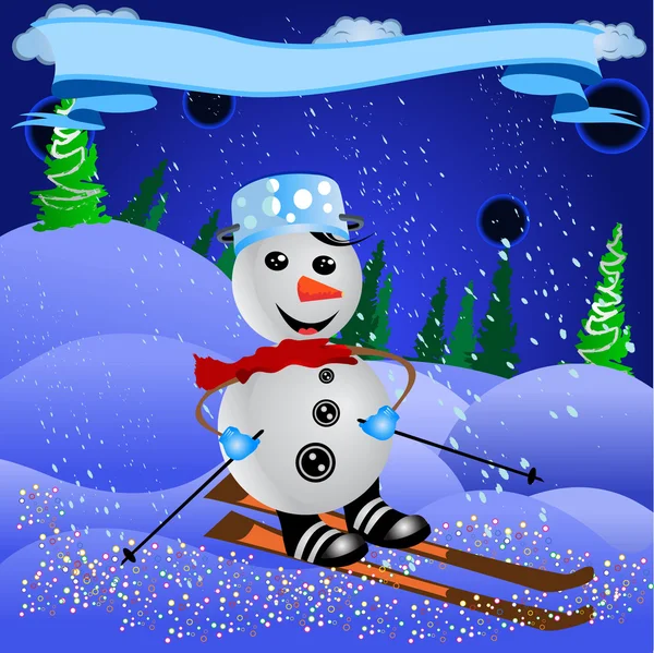 Skiing time — Stock Vector