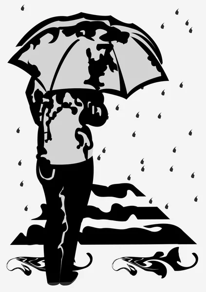 Mädchen unter Regenschirm — Stockvektor