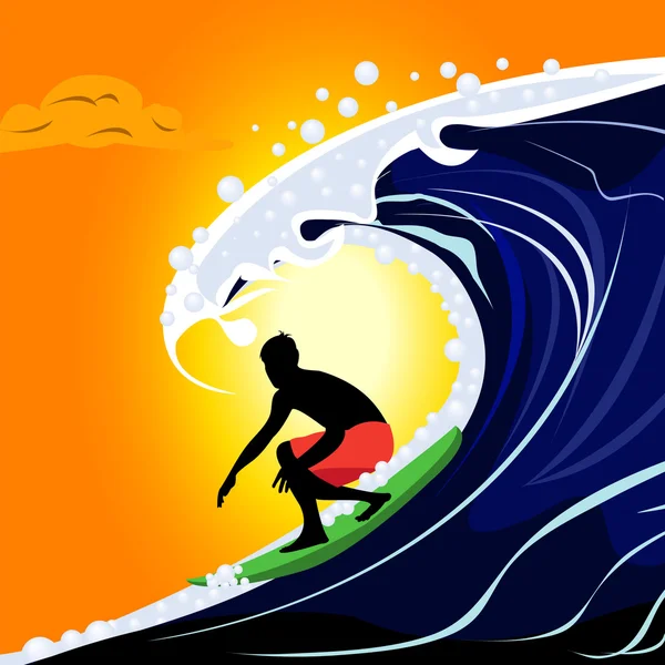 Surfista na onda. — Vetor de Stock