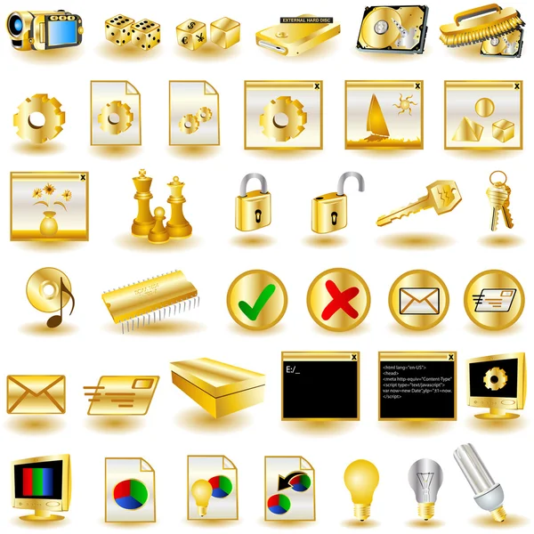 Ícones de ouro —  Vetores de Stock