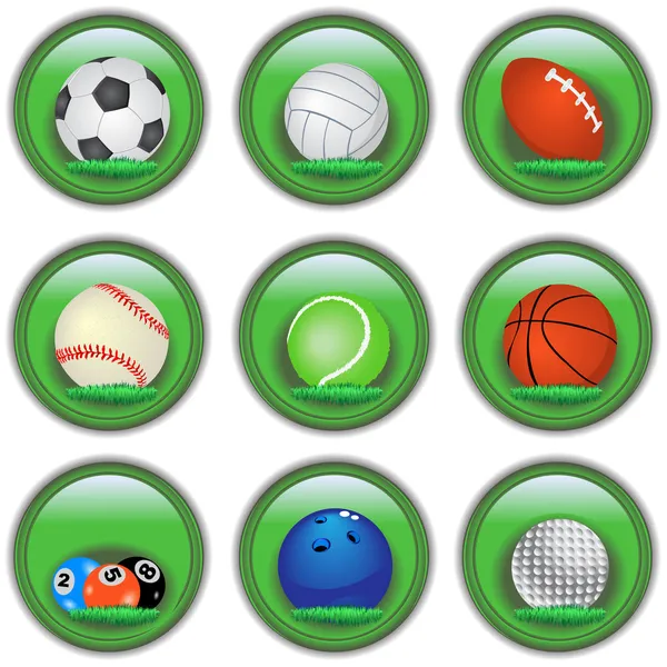 緑スポーツ ボタン — ストックベクタ