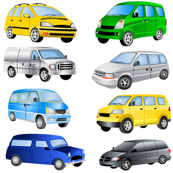 Minivan simgeler — Stok Vektör