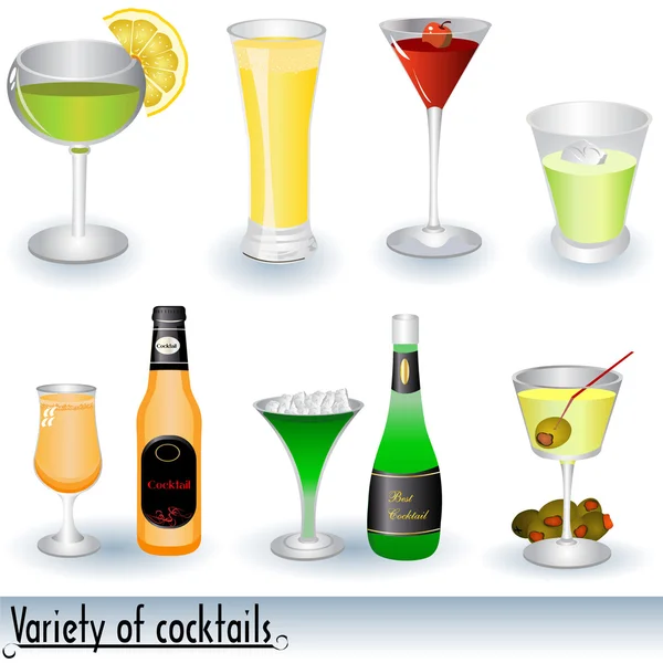 Cocktail icons — Stock Vector