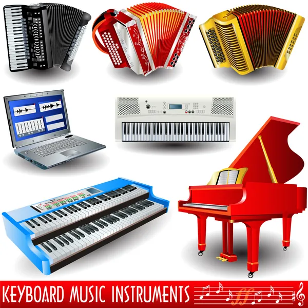Instrumentos musicais para teclado — Vetor de Stock
