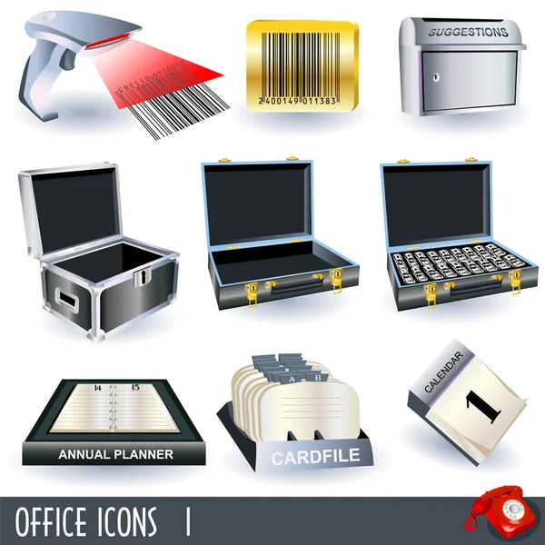 Iconos de oficina 1 — Vector de stock