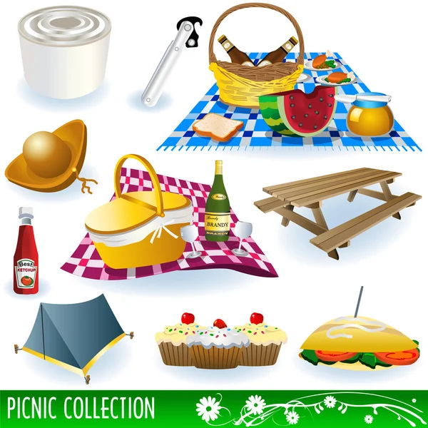 Colección de picnic — Vector de stock