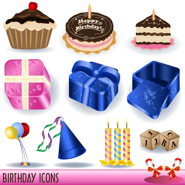 Birthday icons — Stock Vector