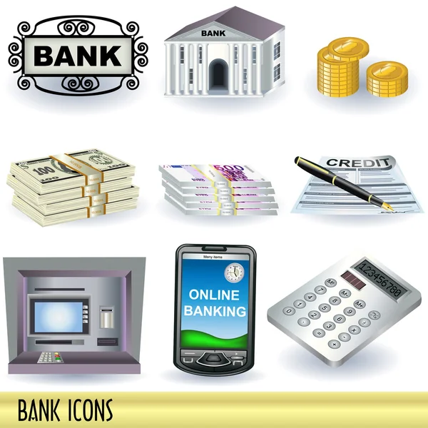 Bank pictogrammen — Stockvector