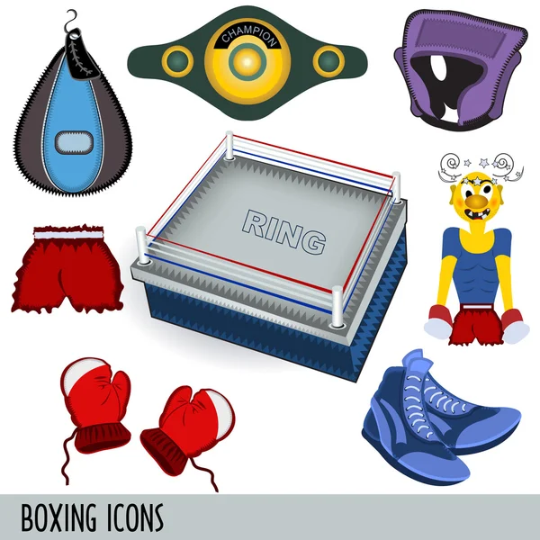 Iconos de boxeo — Vector de stock
