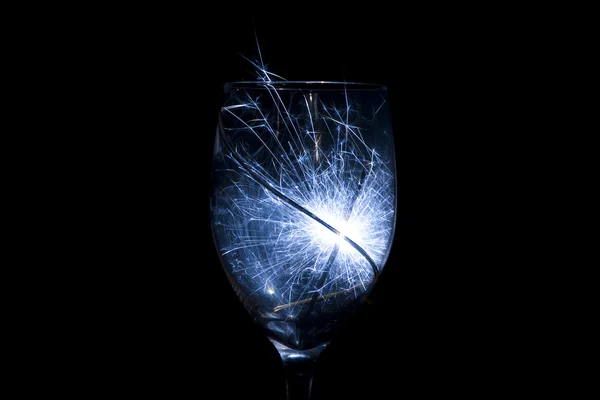 Glass with sparkler — Stock Photo, Image