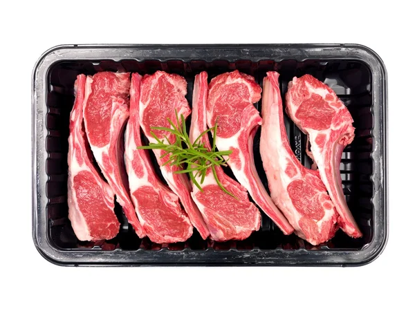 Bárány karaj hús tálca — Stock Fotó