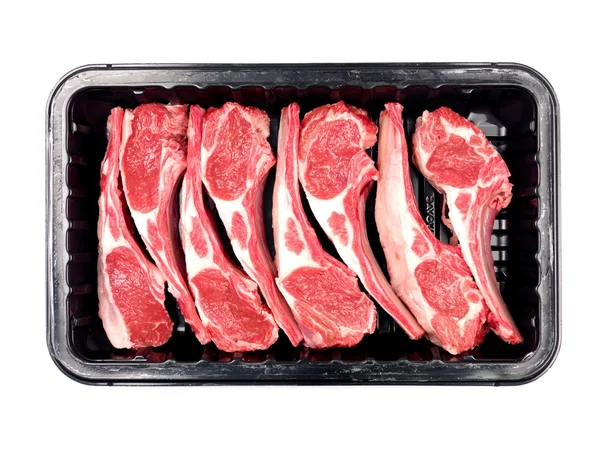 Lamb Chop Meat Tray — Stock Photo, Image