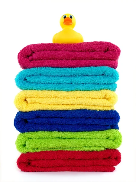 Farbige Badehandtücher — Stockfoto