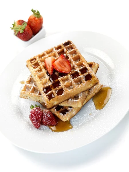 Waffles pequeno-almoço — Fotografia de Stock