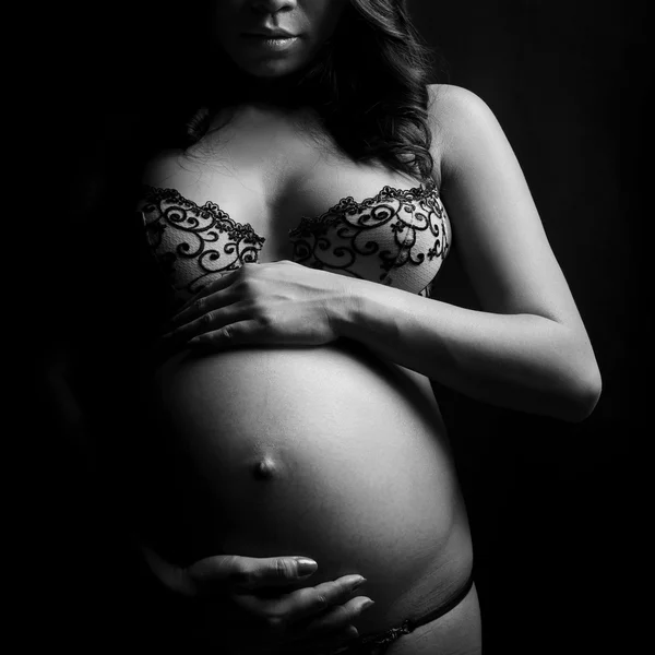 Black and white pregnancy — Stock Photo, Image