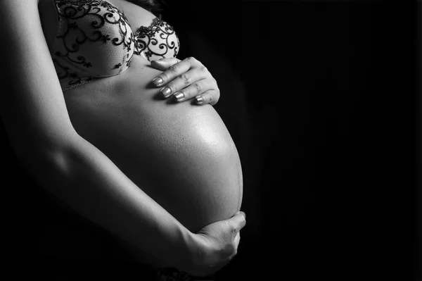 Black and white pregnancy — Stock Photo, Image