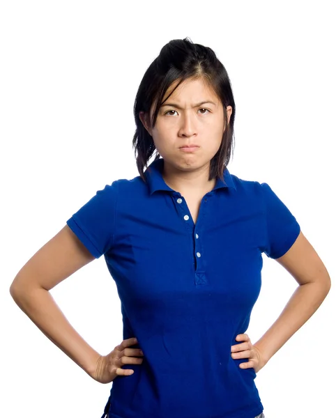 Grumpy คนจีน หญิง — ภาพถ่ายสต็อก