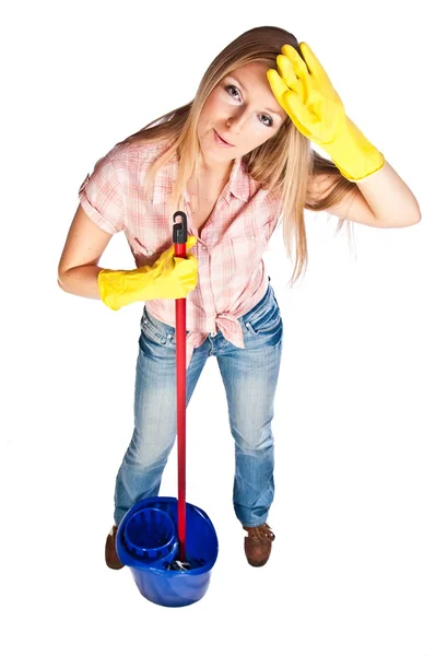 Mujer limpiando el suelo —  Fotos de Stock