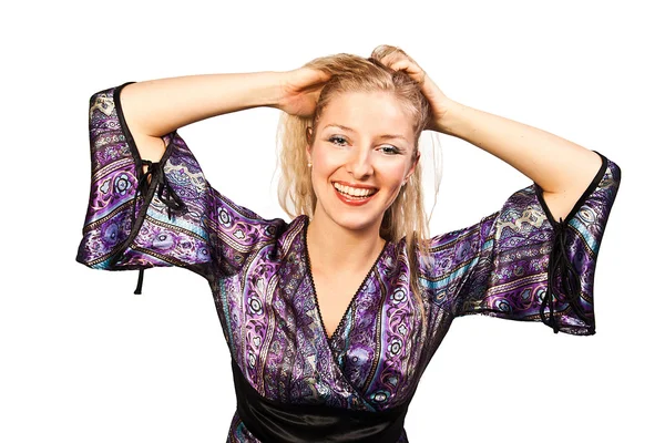 Caucasian blonde woman in studio — Stock Photo, Image